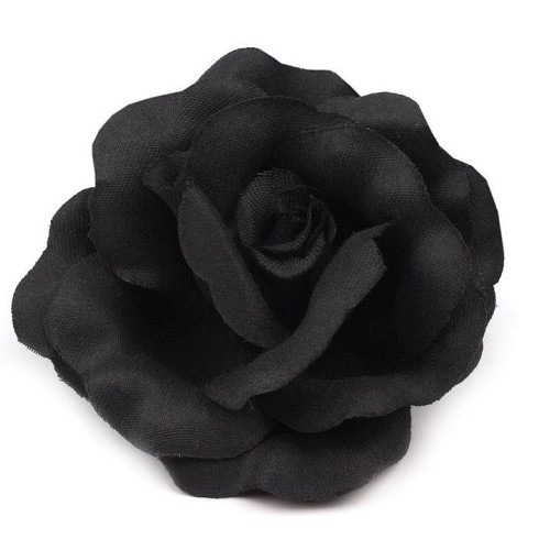 Brošňa / ozdoba ruža Ø6 cm, 1 ks čierna